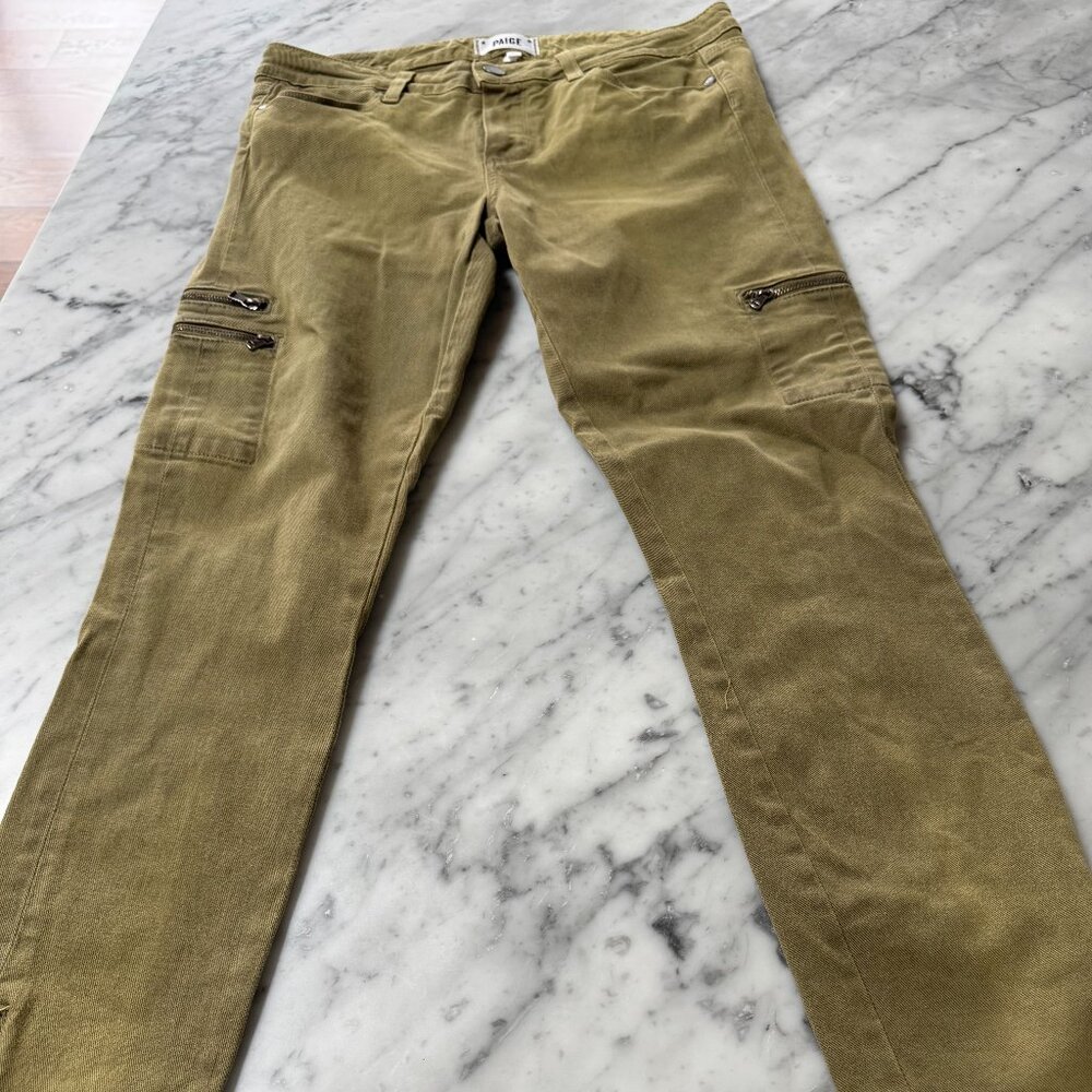 Paige "Fatigue Green" mid rise cropped pants. Size 29.
